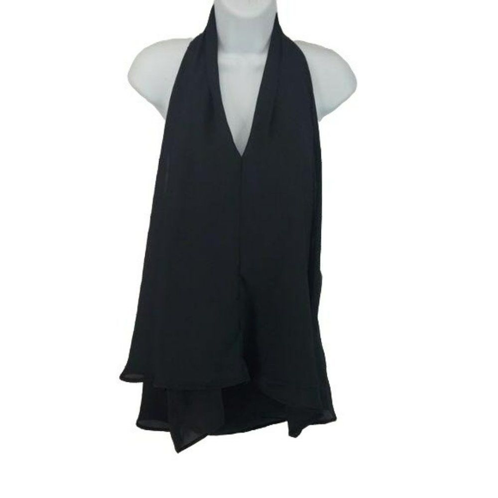 My Story Black Sheer Halter Cover Up Blouse Size Small